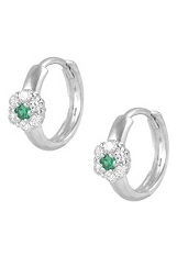 handsome teeny-tiny silver flower cz May birthstone childrens earrings